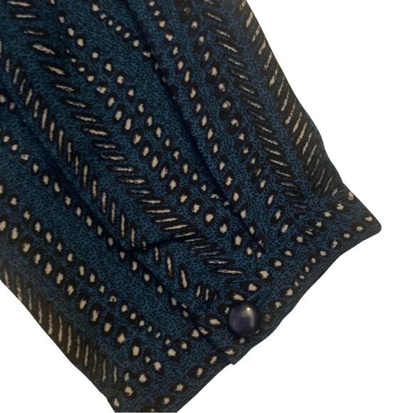 Tie Neck Long Sleeve Teal Blue Spot Print Blouse Top XS Polka Dot Office Work - Picture 5 of 11